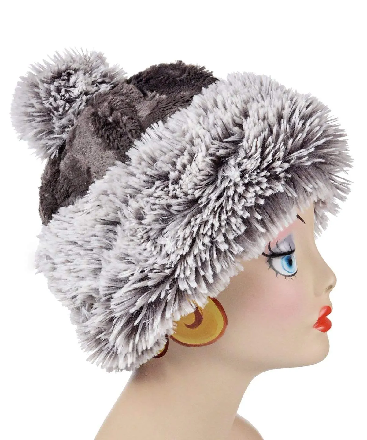 Beanie Hat, Reversible - Fox Faux Fur with Assorted Faux Fur (Limited - Cranberry Creek / Berry Foxy Combos)