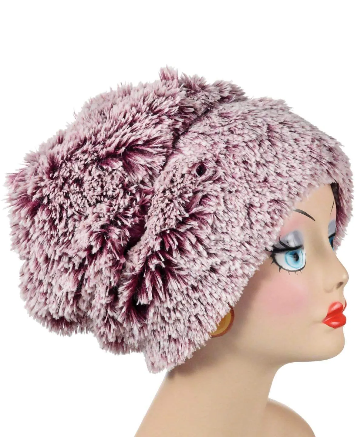 Beanie Hat, Reversible - Fox Faux Fur with Assorted Faux Fur (Limited - Cranberry Creek / Berry Foxy Combos)