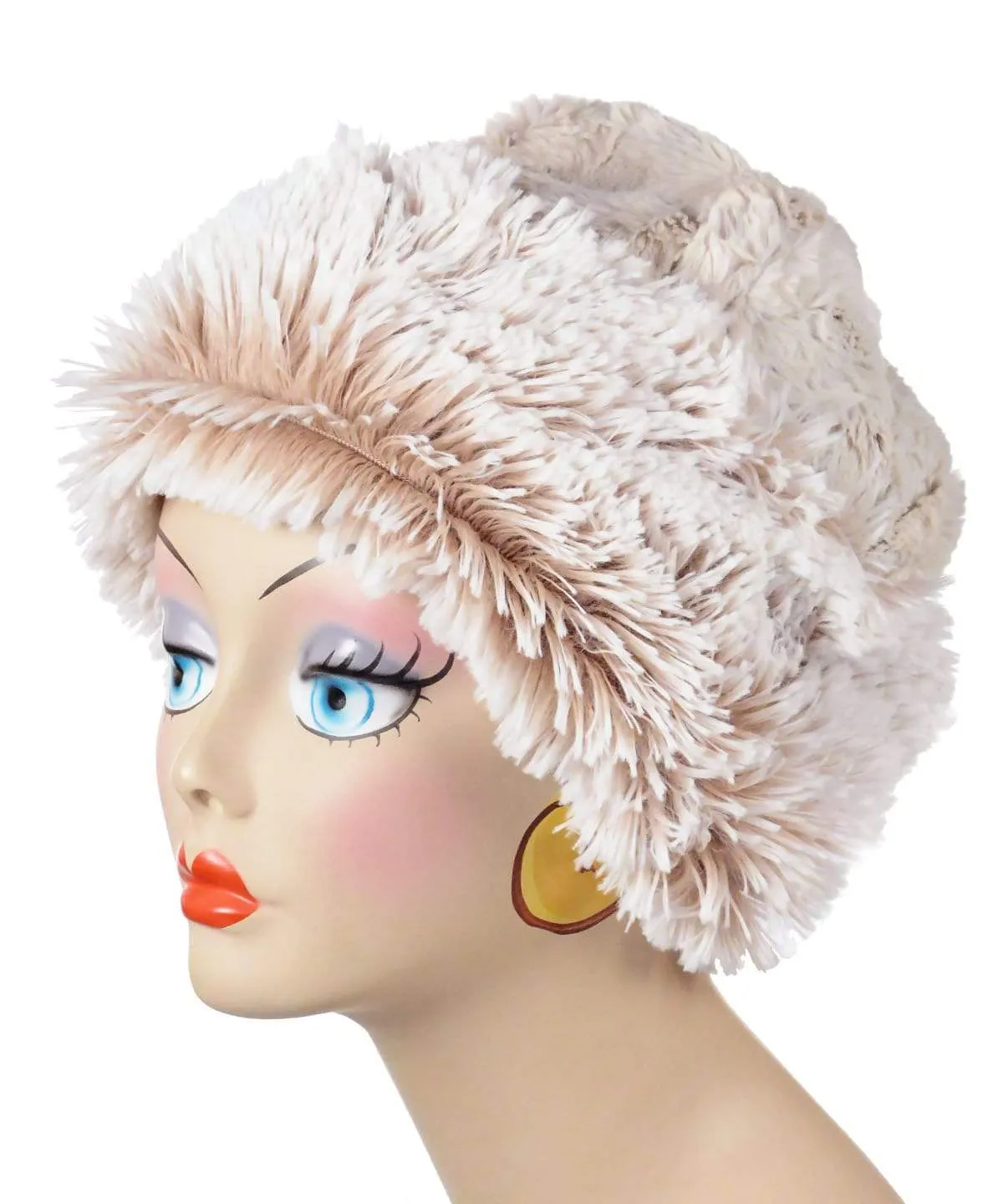 Beanie Hat, Reversible - Fox Faux Fur with Assorted Faux Fur (Limited - Cranberry Creek / Berry Foxy Combos)