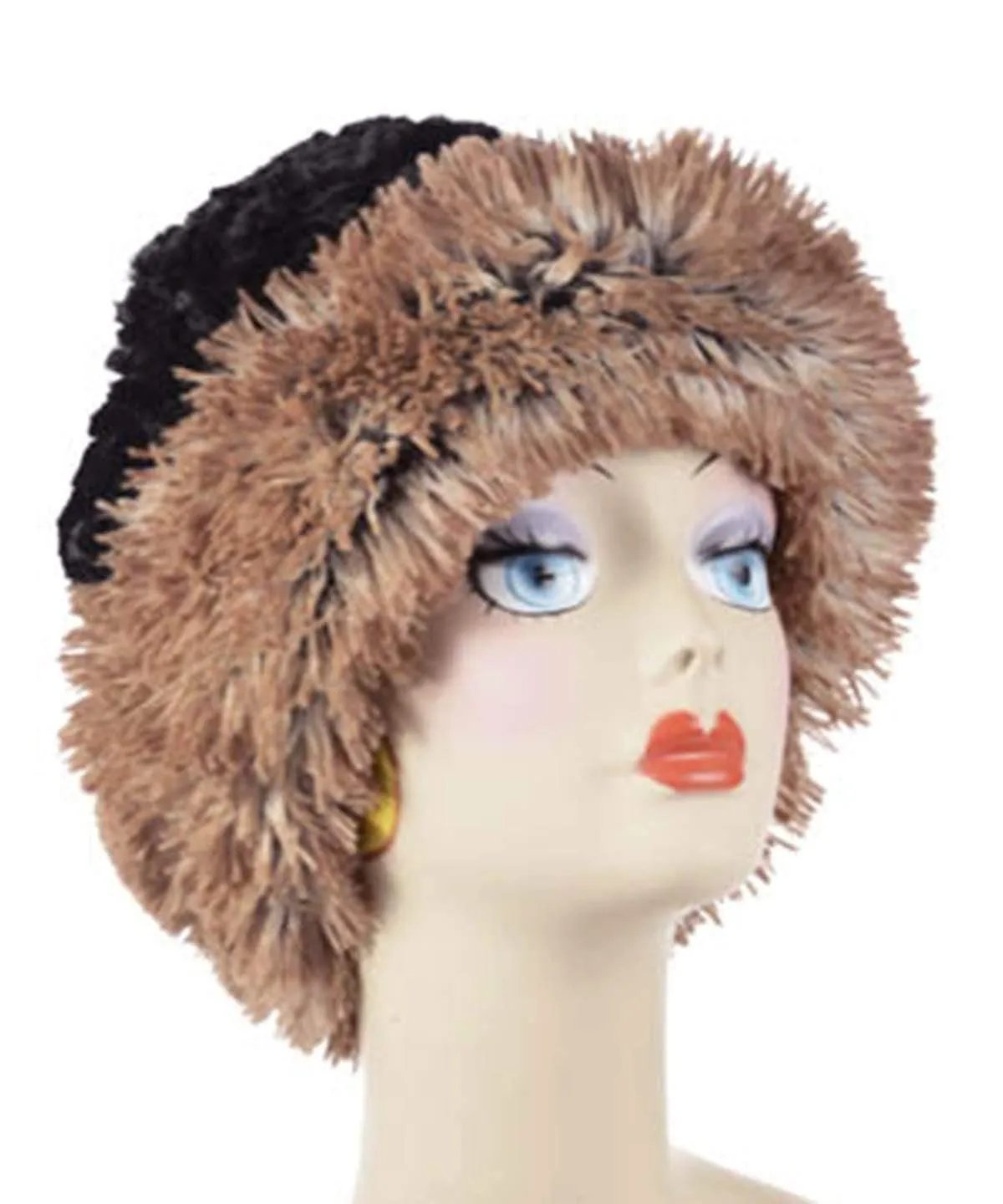 Beanie Hat, Reversible - Fox Faux Fur with Assorted Faux Fur (Limited - Cranberry Creek / Berry Foxy Combos)