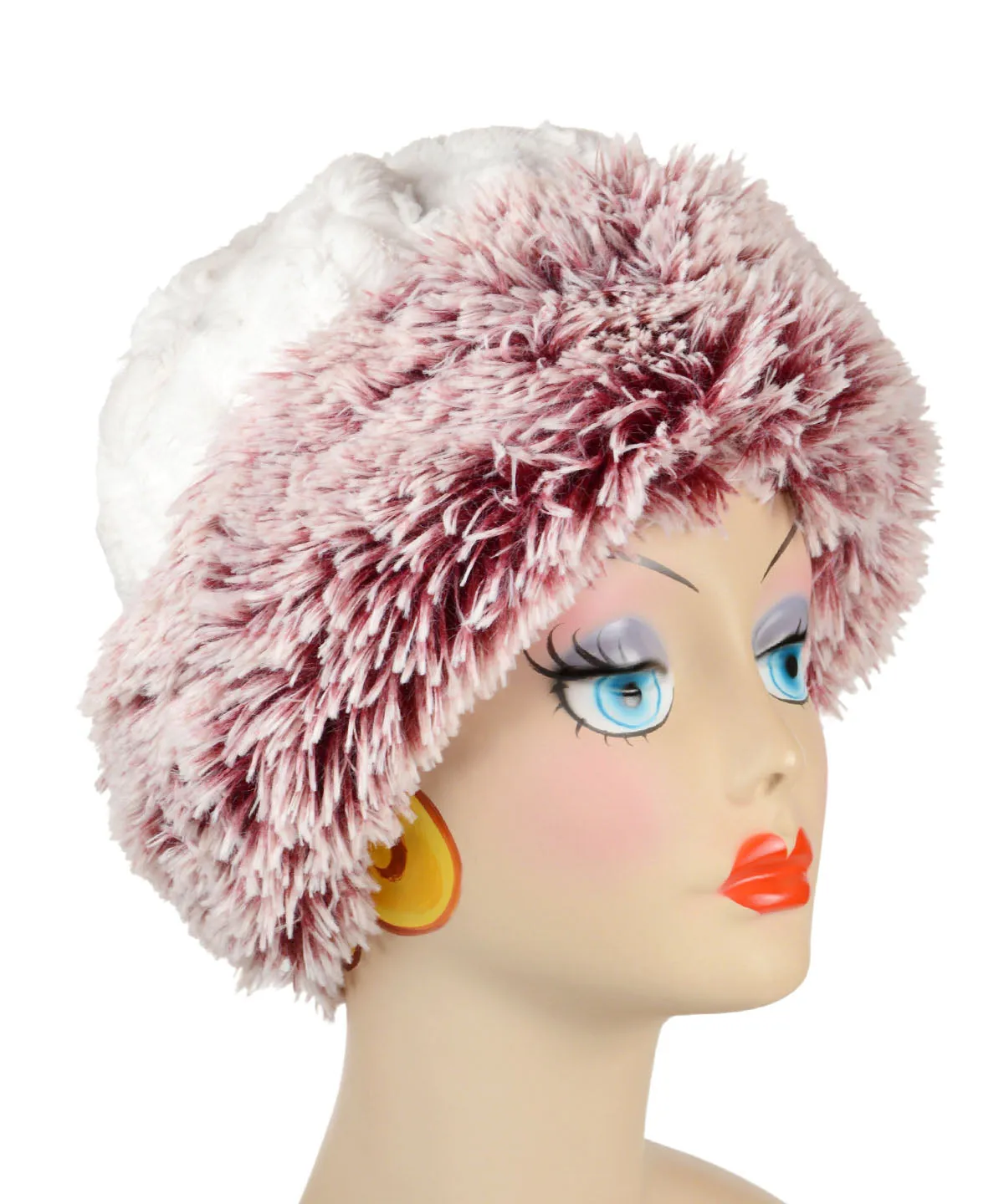 Beanie Hat, Reversible - Fox Faux Fur with Assorted Faux Fur (Limited - Cranberry Creek / Berry Foxy Combos)