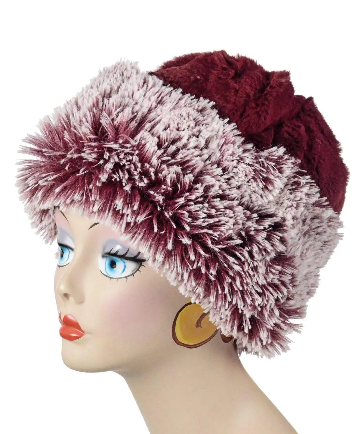 Beanie Hat, Reversible - Fox Faux Fur with Assorted Faux Fur (Limited - Cranberry Creek / Berry Foxy Combos)