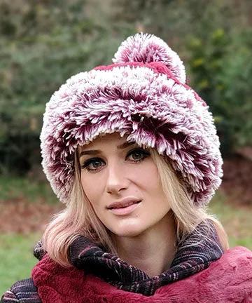 Beanie Hat, Reversible - Fox Faux Fur with Assorted Faux Fur (Limited - Cranberry Creek / Berry Foxy Combos)