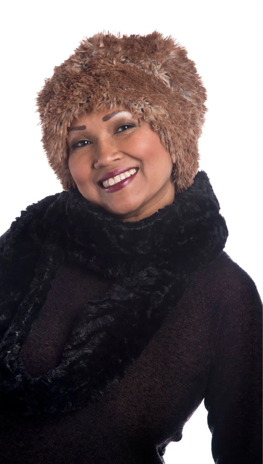 Beanie Hat, Reversible - Fox Faux Fur with Assorted Faux Fur (Limited - Cranberry Creek / Berry Foxy Combos)