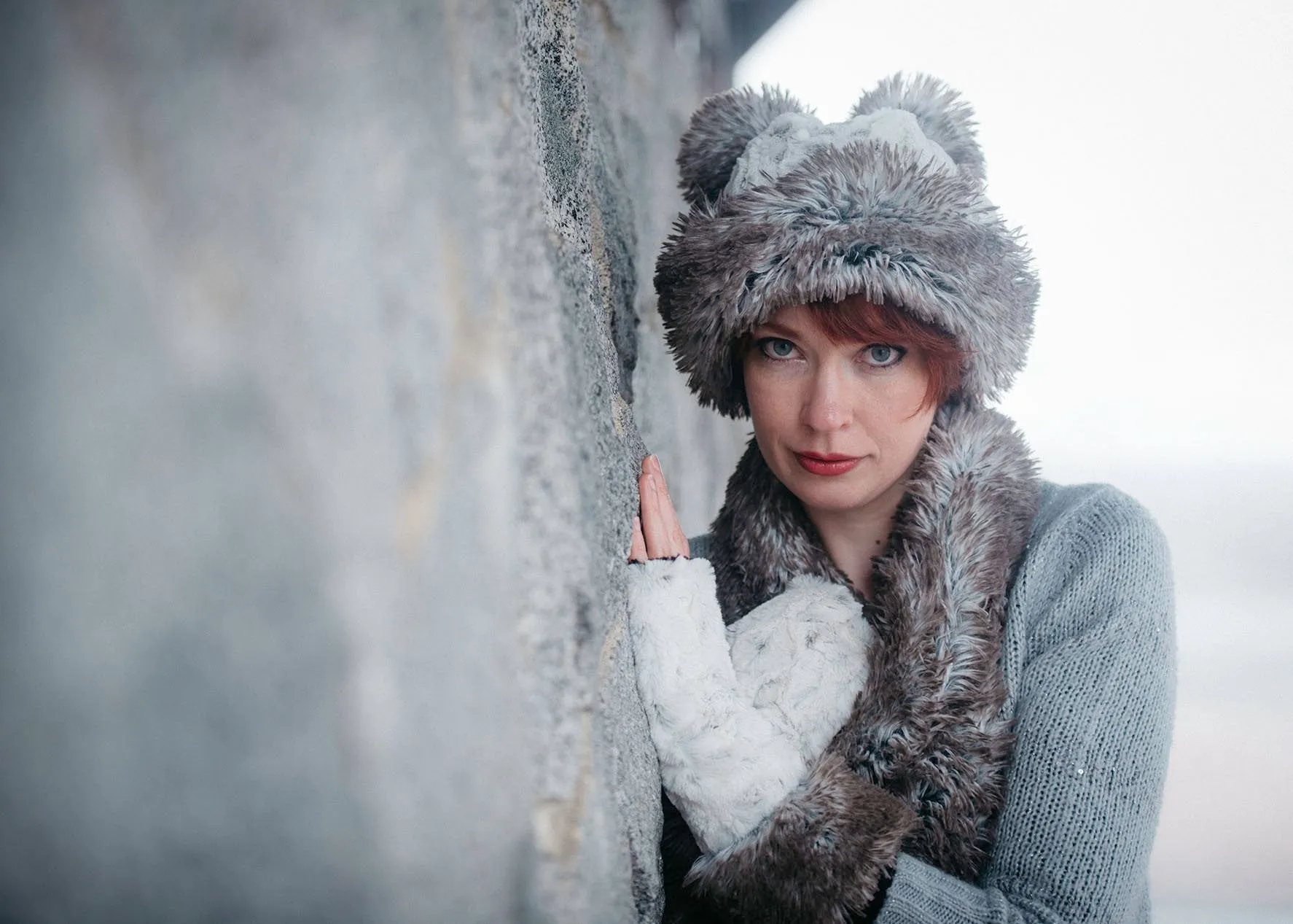 Beanie Hat, Reversible - Luxury Faux Fur in Winters Frost