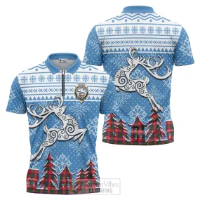 Belshes (Belsches) Clan Christmas Zipper Polo Shirt Celtic Reindeer Style