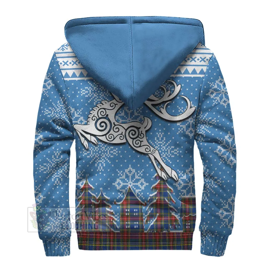 Bethune Clan Christmas Sherpa Hoodie Celtic Reindeer Style