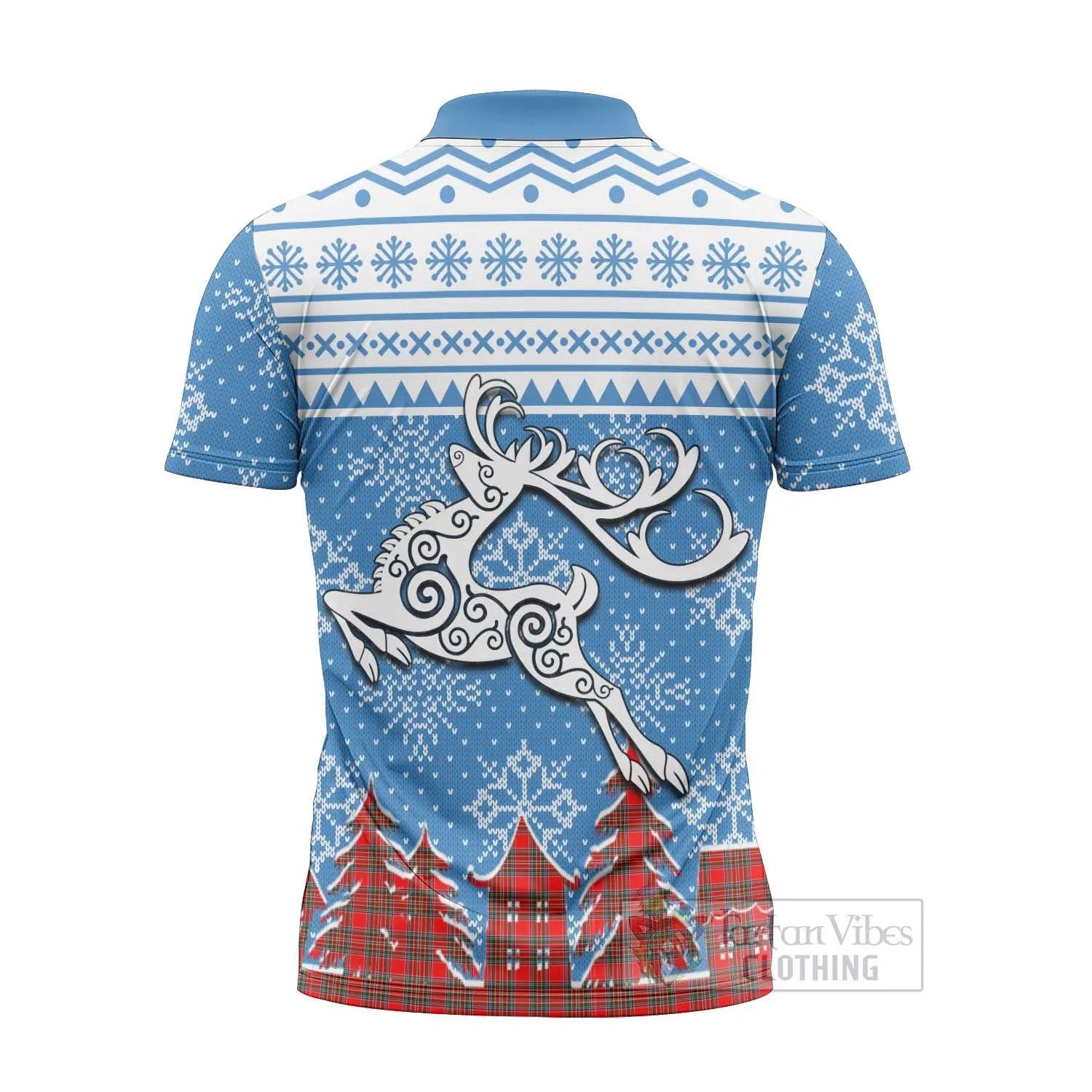 Binning Clan Christmas Zipper Polo Shirt Celtic Reindeer Style