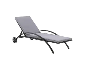 Black and Grey Outdoor Wicker Lounge Chair