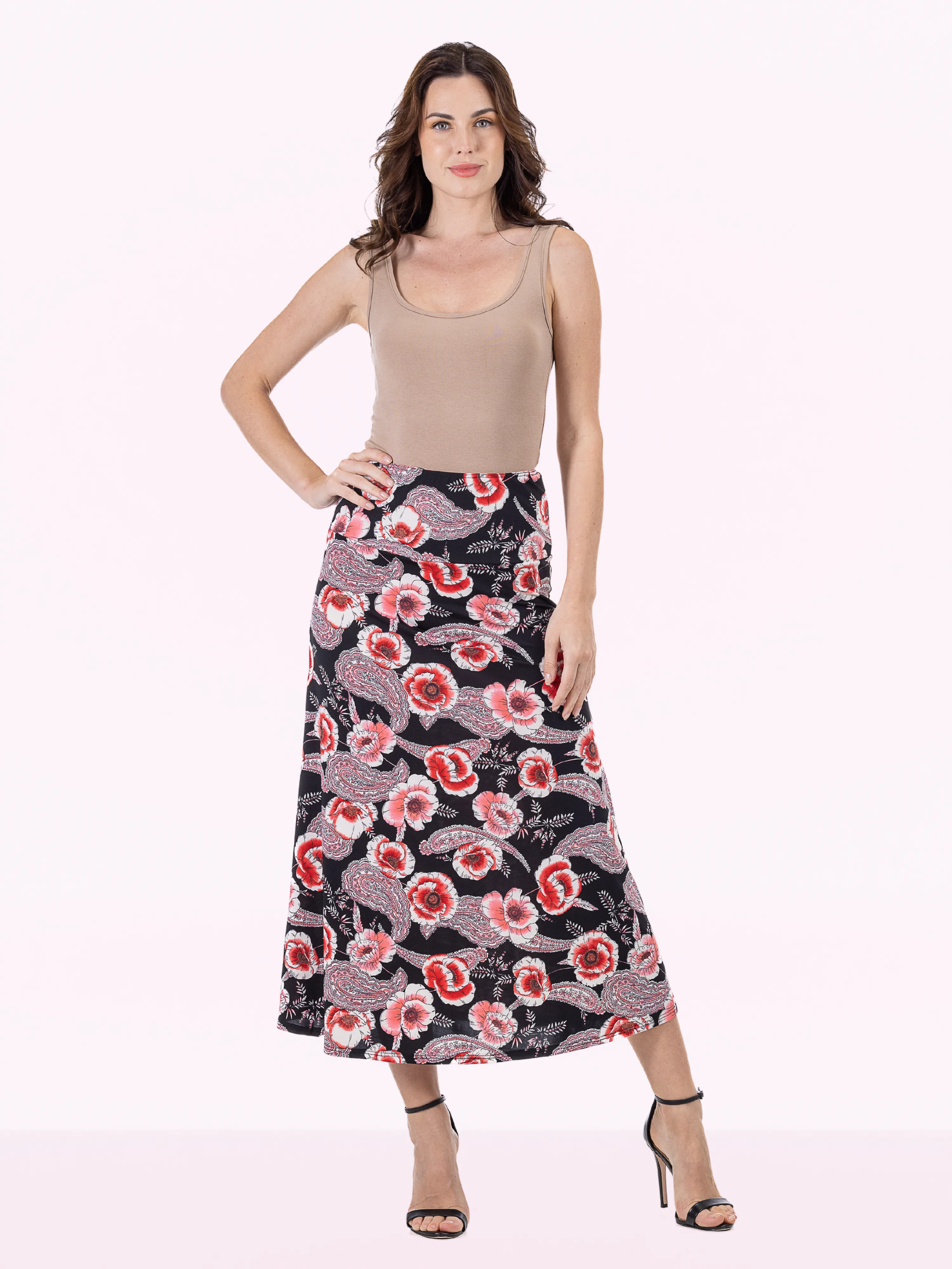 Black and Red Floral Maxi Skirt