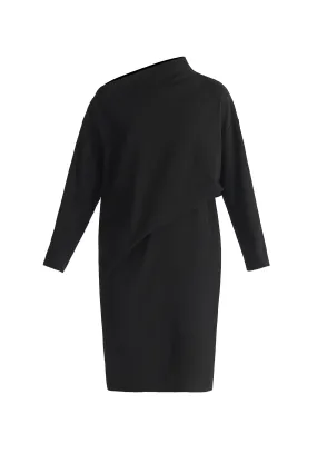 Black Asymmetric Neck Jumper Dress