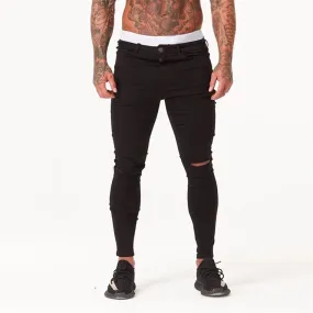 Black Jeans Garment Die Ripped