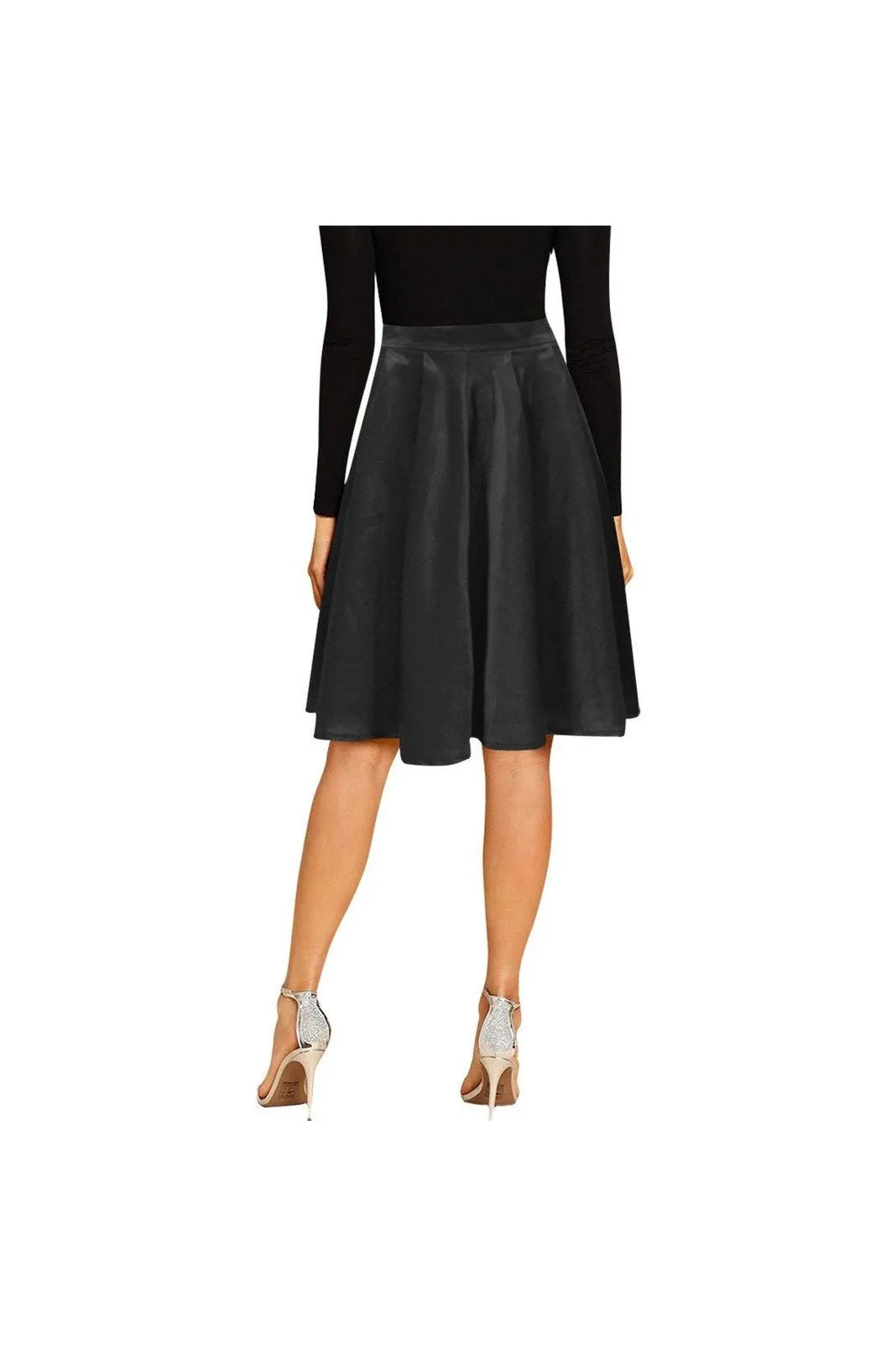 Black Melete Pleated Midi Skirt