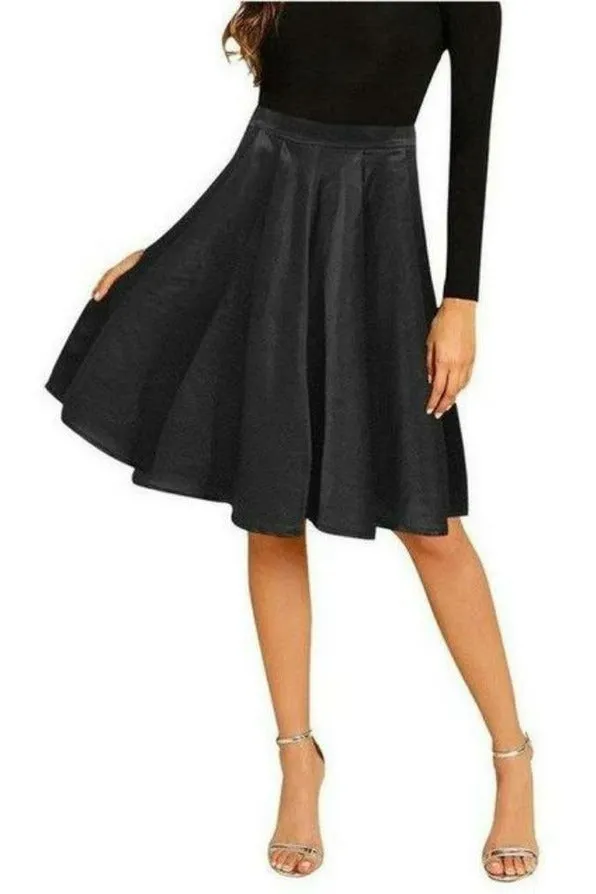 Black Melete Pleated Midi Skirt