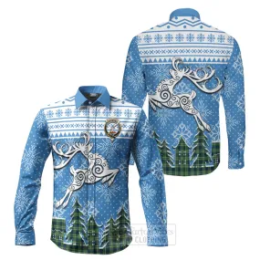 Blackadder Clan Christmas Long Sleeve Button Shirt Celtic Reindeer Style