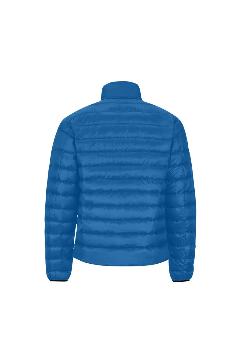 Blue Men's Stand Collar Padded Jacket (Model H41)