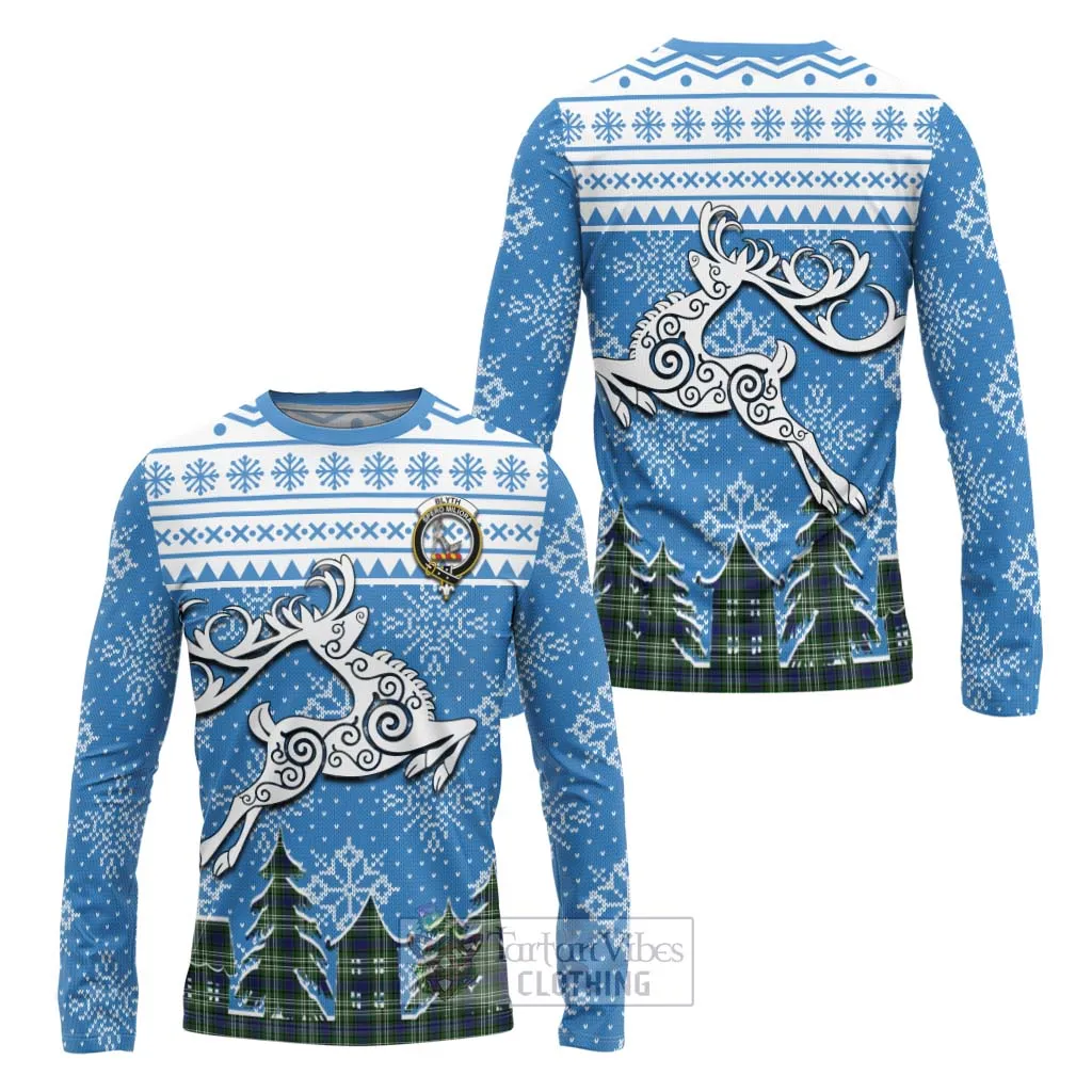 Blyth Clan Christmas Long Sleeve T-Shirt Celtic Reindeer Style