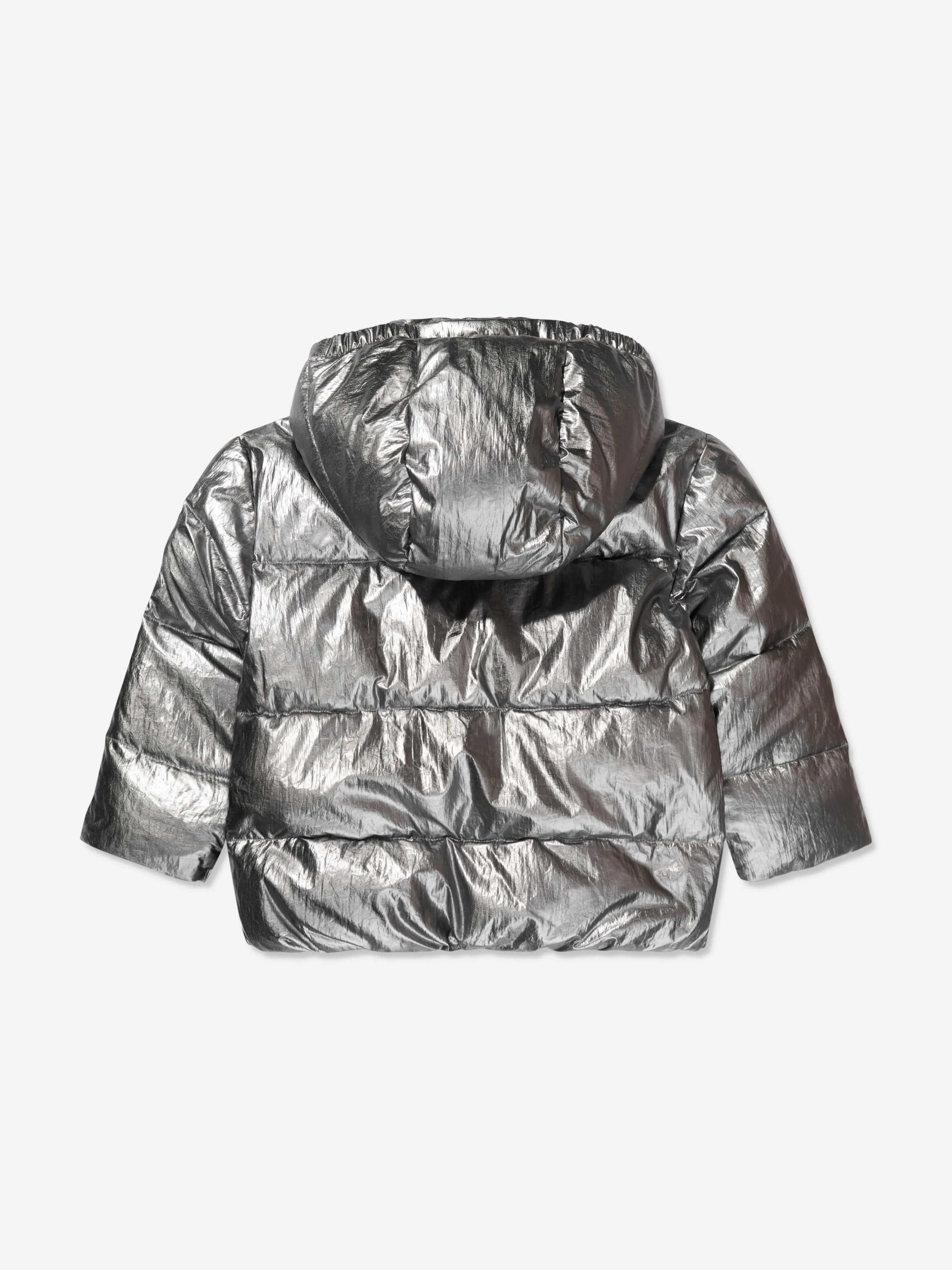 Bonpoint Girls Blythe Puffer Jacket in Silver