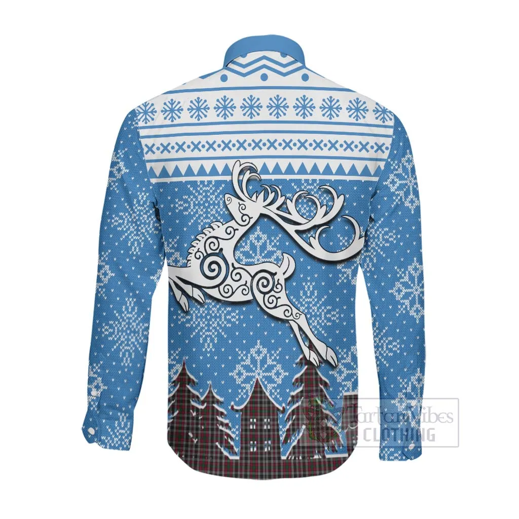 Borthwick Clan Christmas Long Sleeve Button Shirt Celtic Reindeer Style