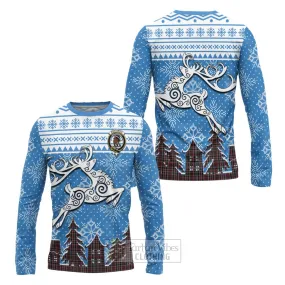 Borthwick Clan Christmas Long Sleeve T-Shirt Celtic Reindeer Style