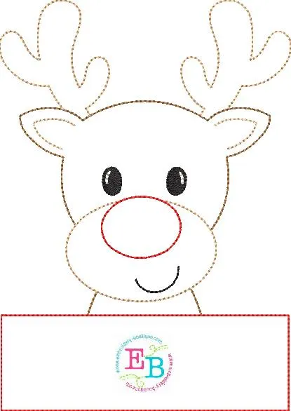 Boy Reindeer Banner Applique