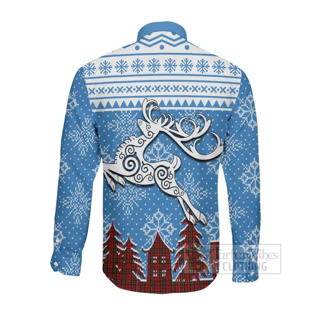 Brodie Clan Christmas Long Sleeve Button Shirt Celtic Reindeer Style