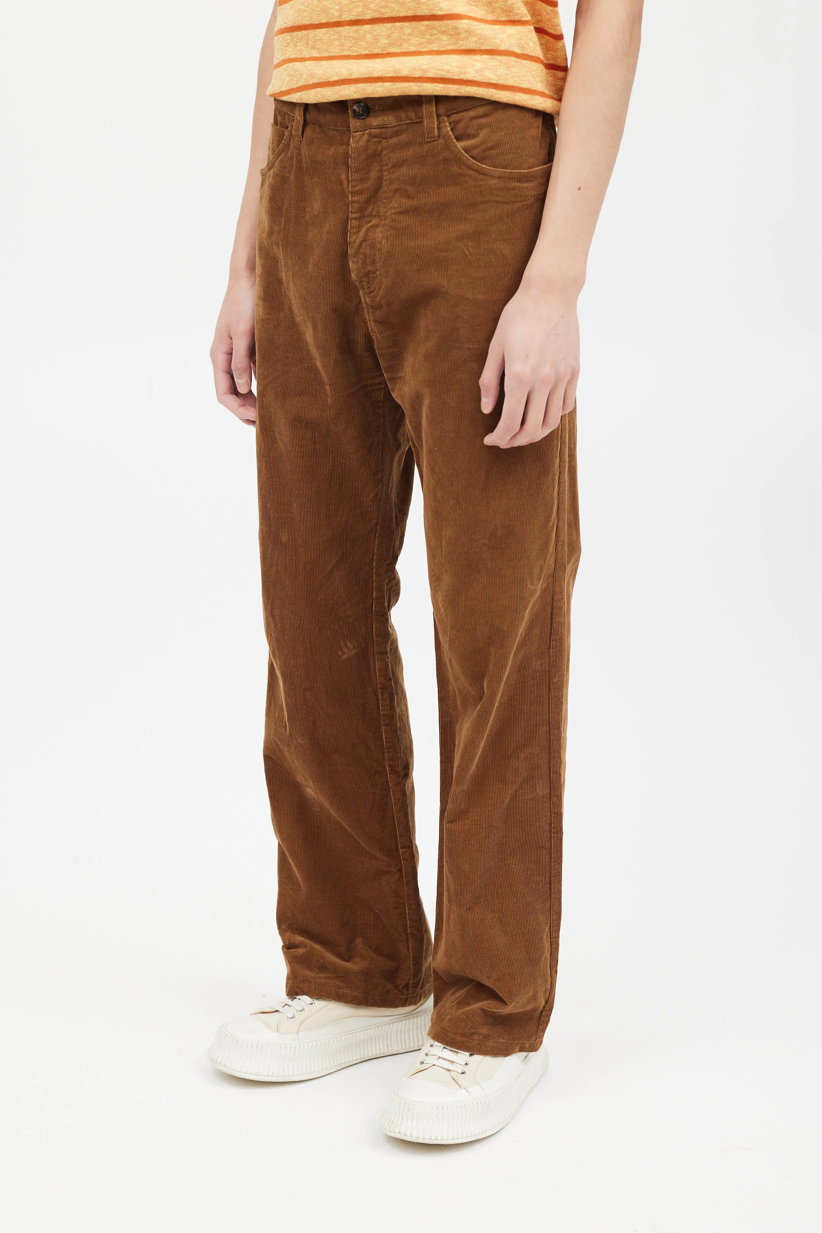 Brown Straight Leg Corduroy Trouser