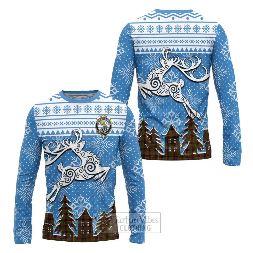 Buchan Clan Christmas Long Sleeve T-Shirt Celtic Reindeer Style