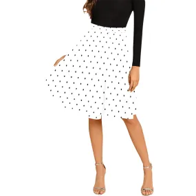 bw polka dot print copy Melete Pleated Midi Skirt (Model D15)