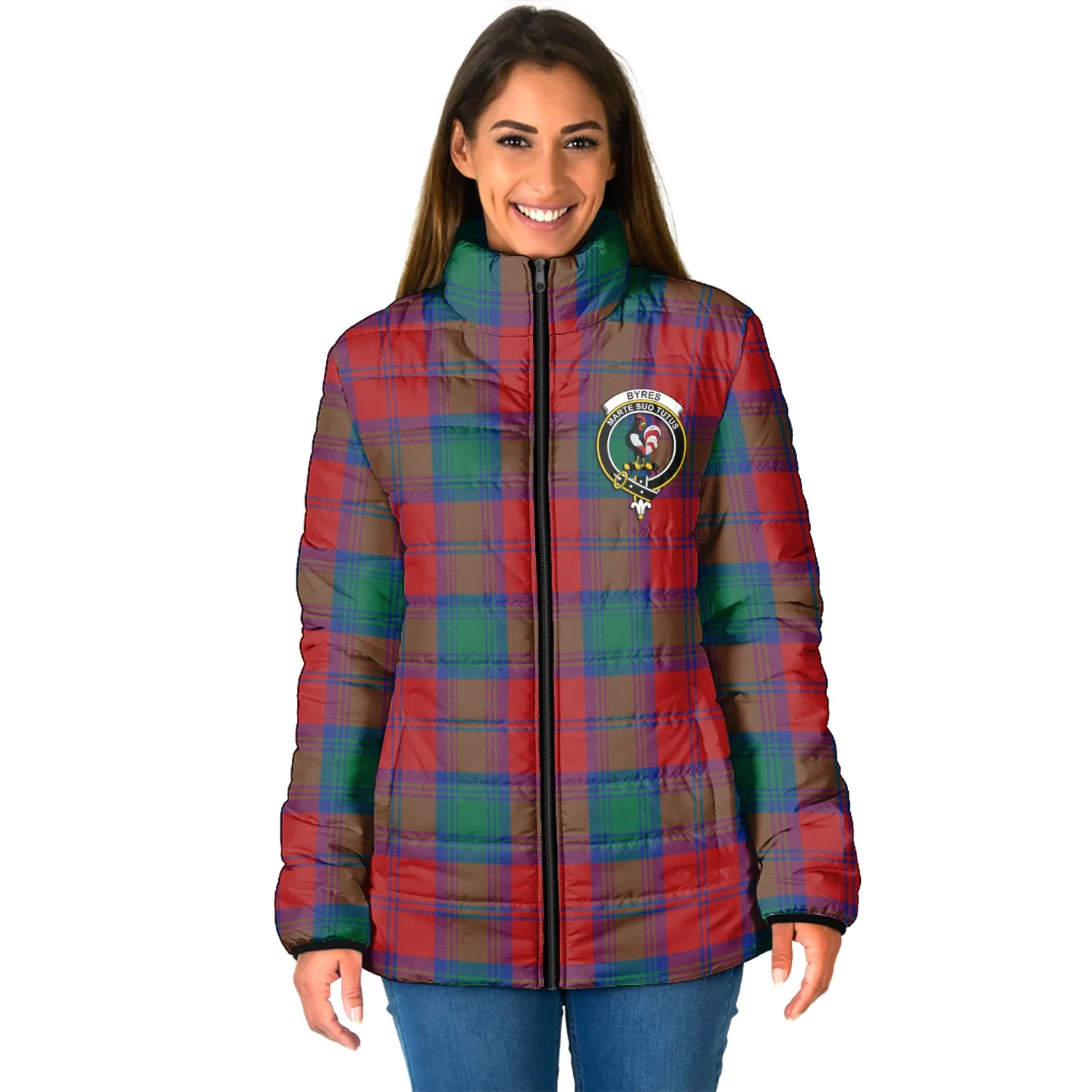 Byres (Byses) Tartan Padded Jacket with Family Crest