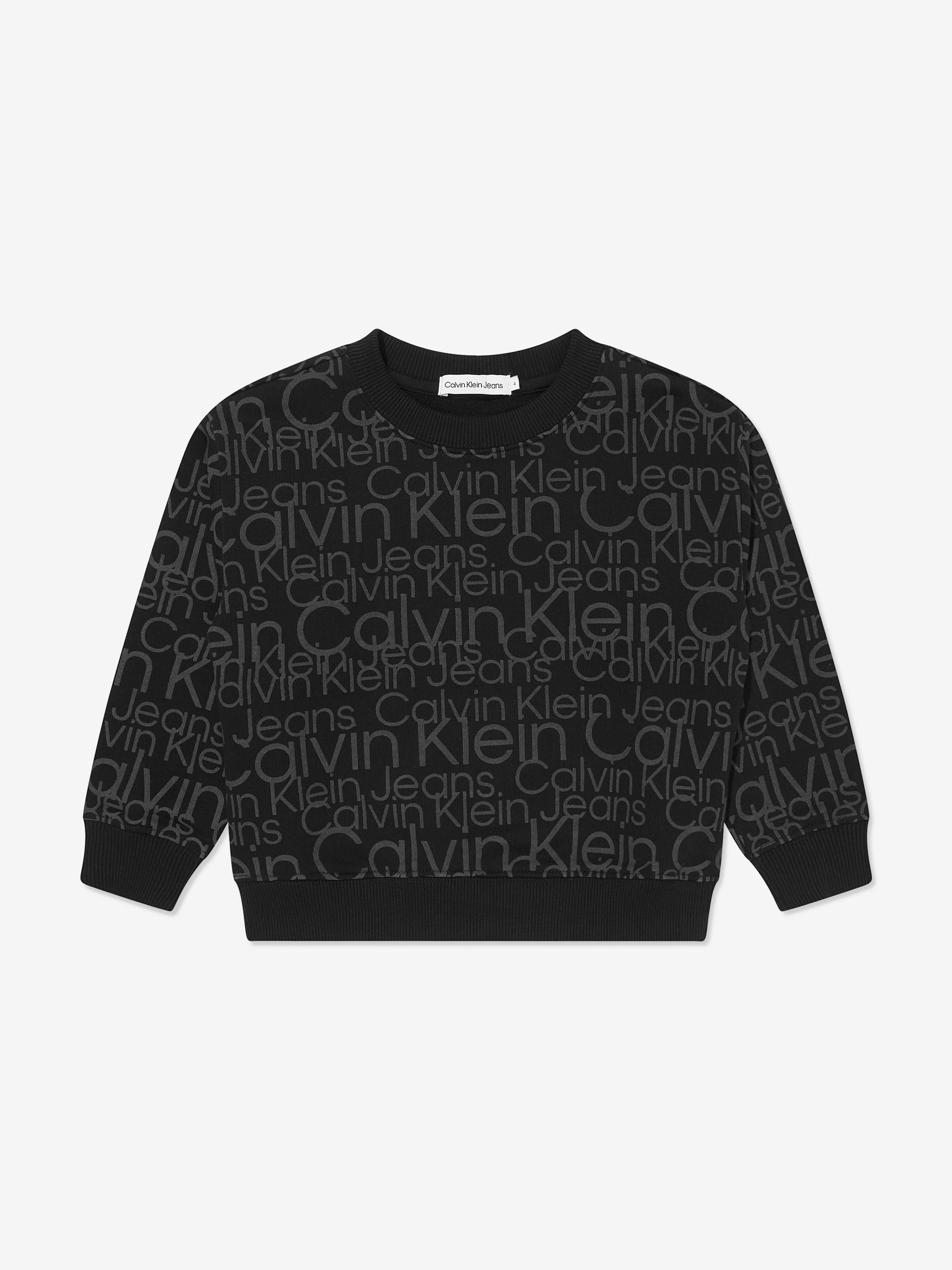 Calvin Klein Boys Glow In The Dark AOP Sweatshirt in Black