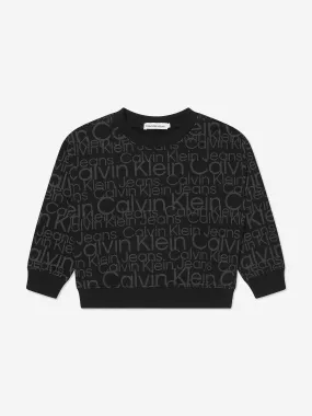 Calvin Klein Boys Glow In The Dark AOP Sweatshirt in Black