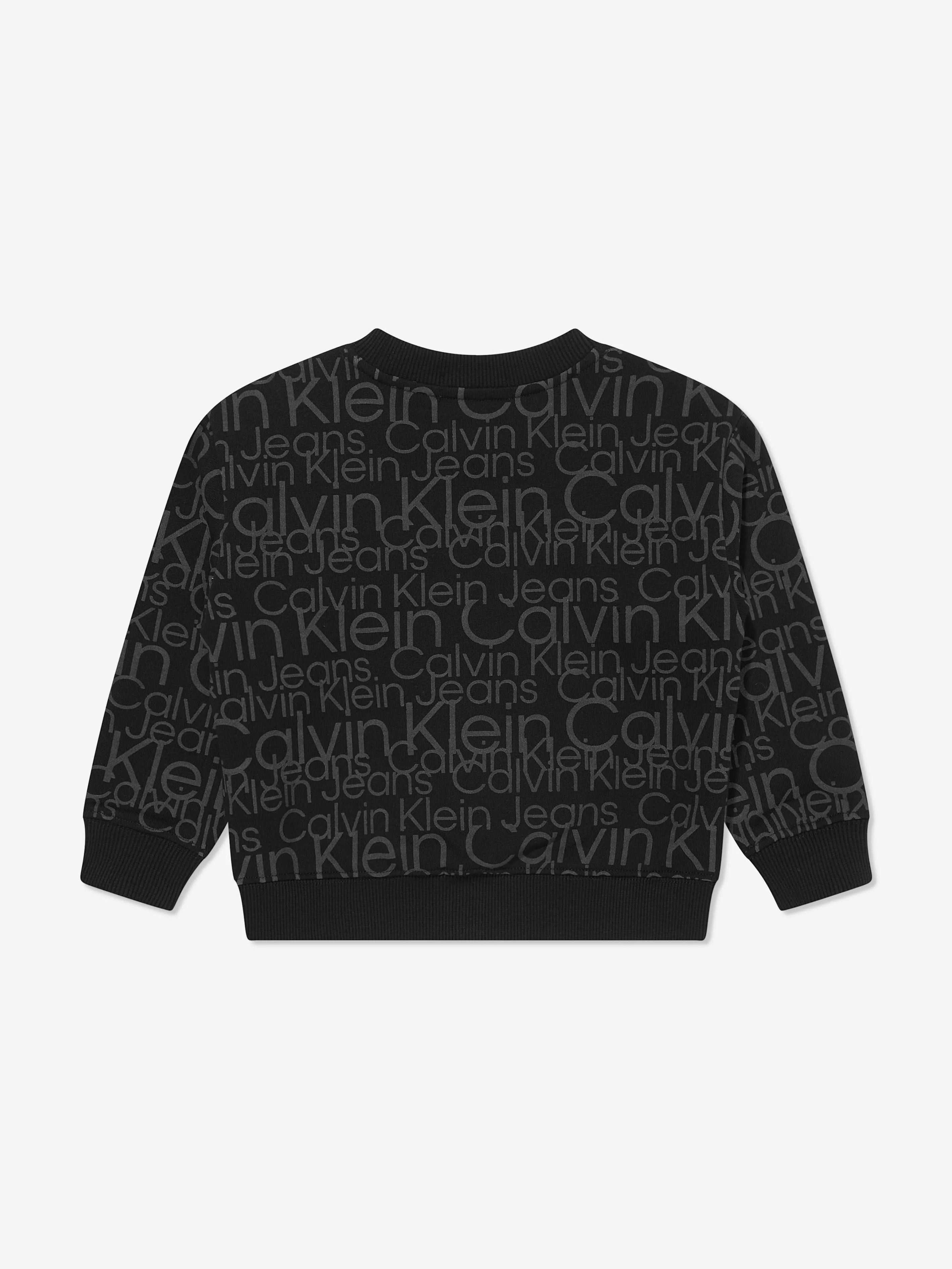 Calvin Klein Boys Glow In The Dark AOP Sweatshirt in Black