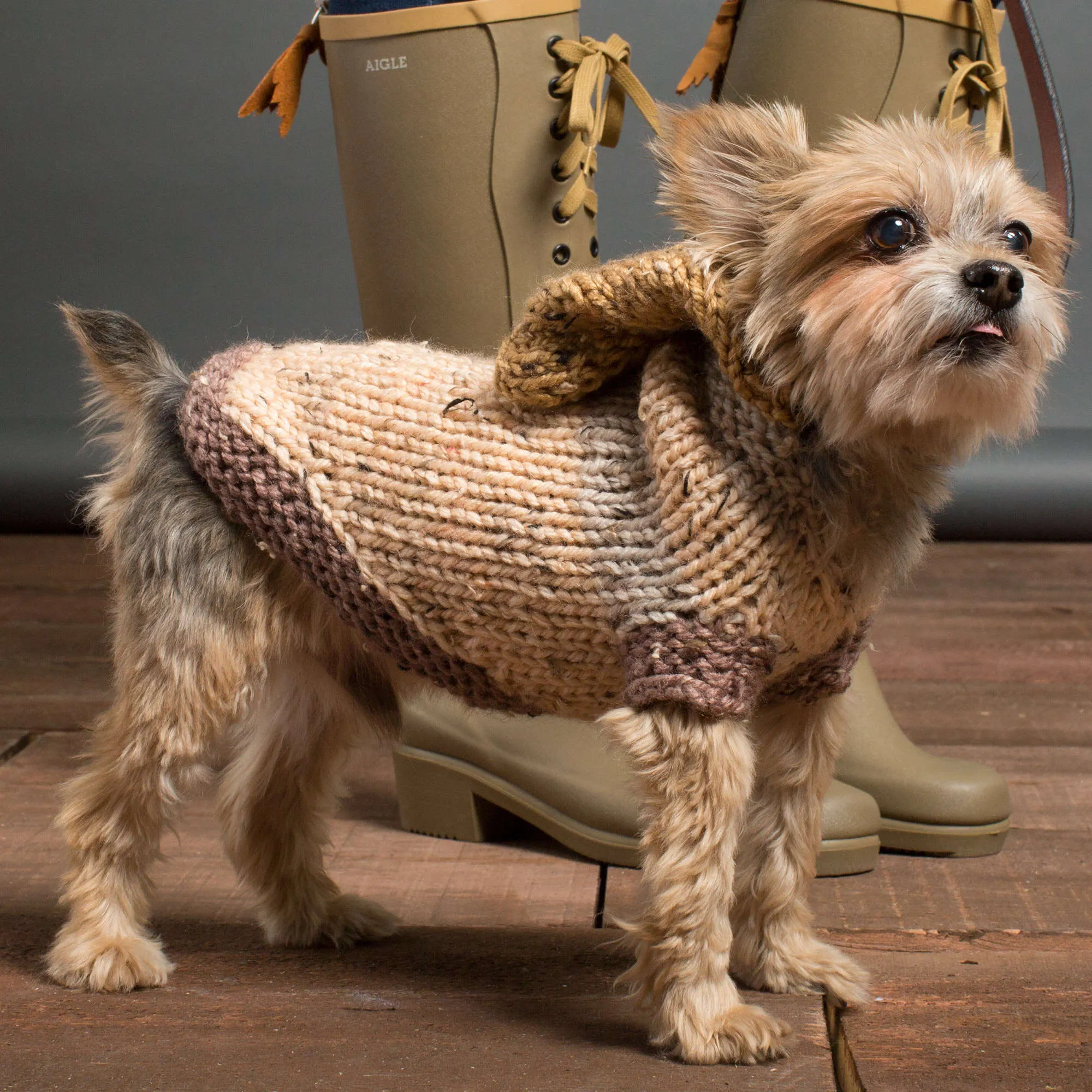 Caron Knit Hoodie Dog Coat