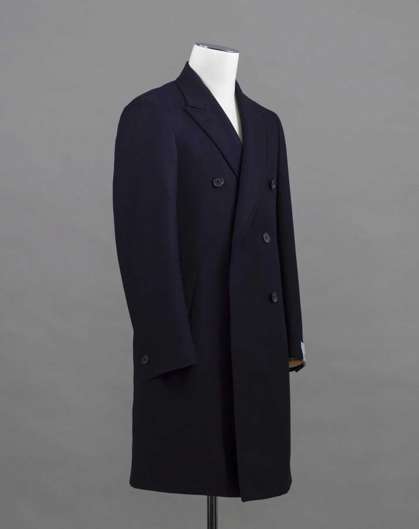 Caruso Figaro Double-Breasted Wool Overcoat / Navy