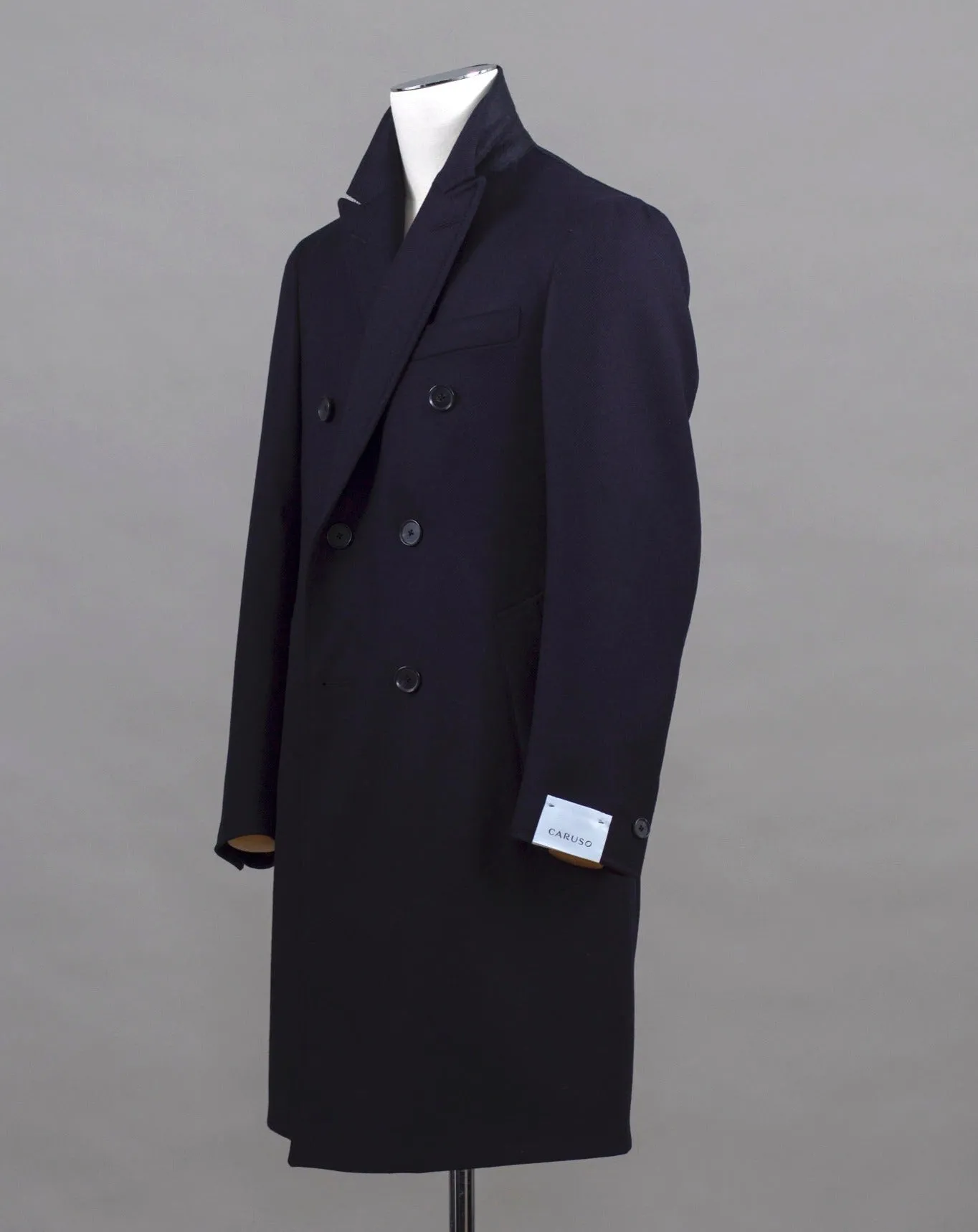 Caruso Figaro Double-Breasted Wool Overcoat / Navy