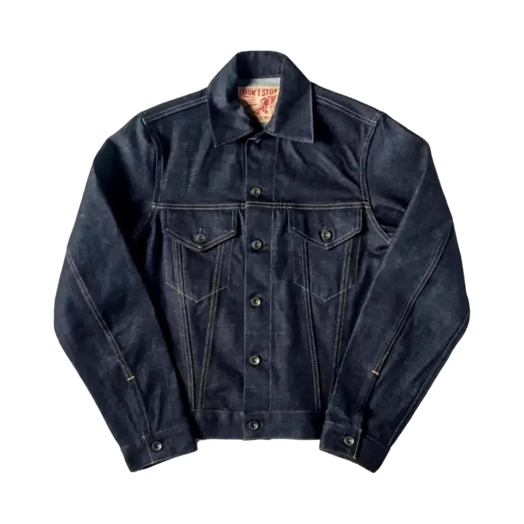 Casual dark wash duty denim trucker jacket for men