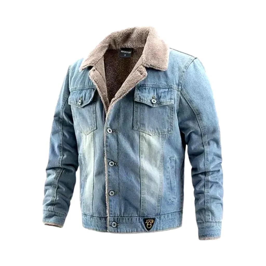 Casual light sanded men's denim jacket