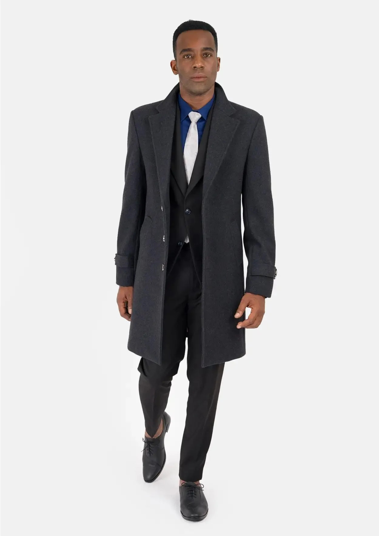 Charcoal Wool Classic Overcoat