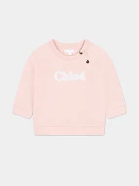 Chloé Baby Girls Logo Sweatshirt in Pink