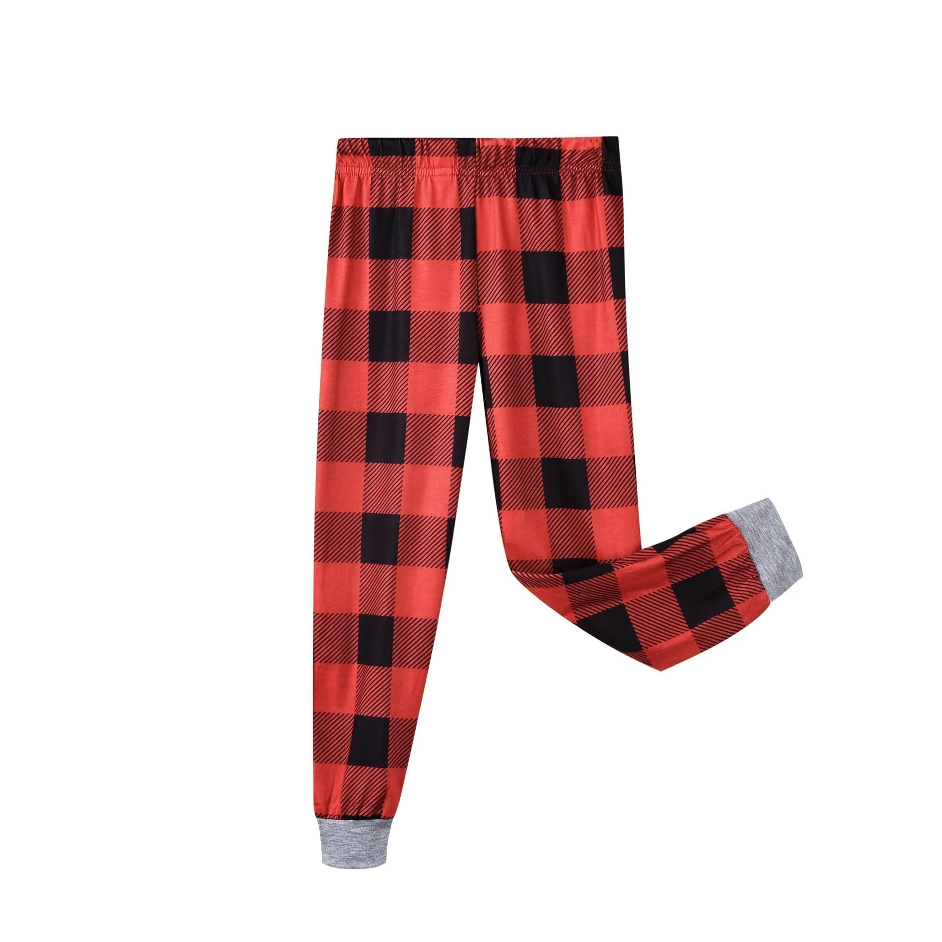 Christmas Family Matching Xmas Reindeer Tops Plaid Pants Pajamas Set