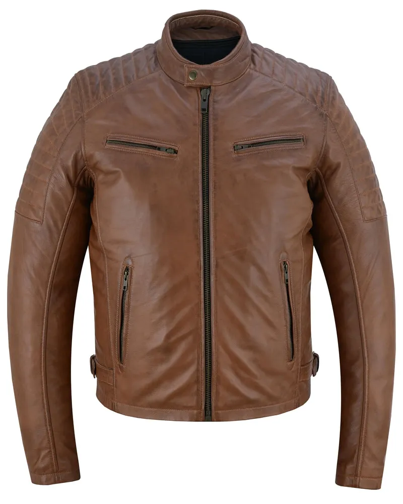 Copper Slayer Men's Sheepskin Leather Fashion Jacket with Snap Button