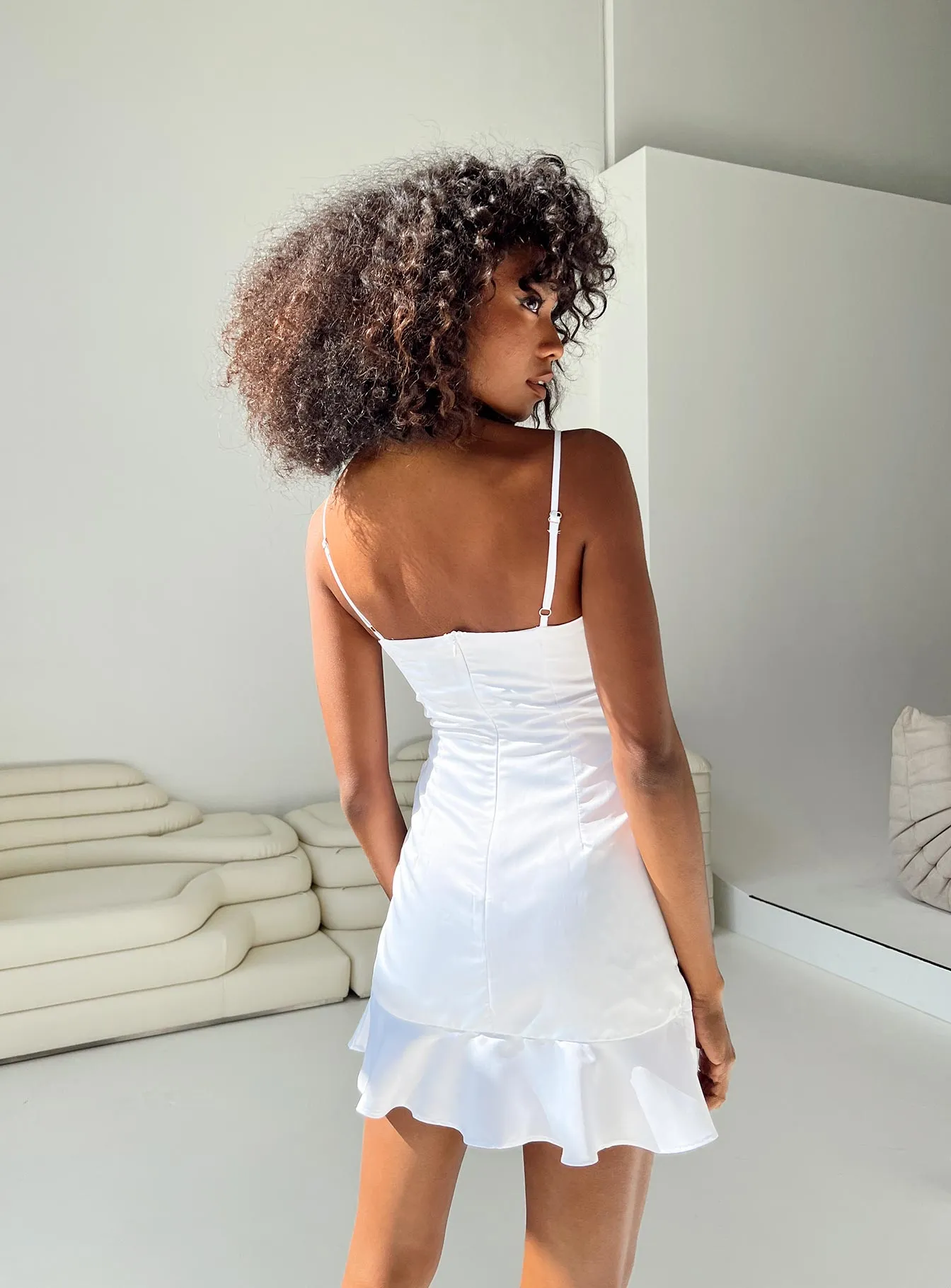 Cottage Hill Mini Dress White Satin