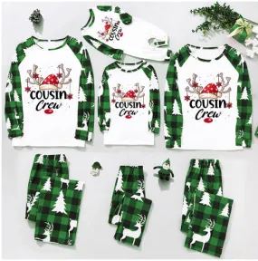 Cousin Crew Christmas Reindeer Matching Green Pajama Set