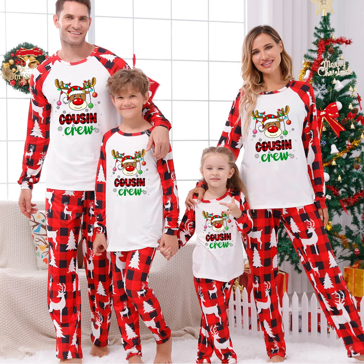 Cousin Crew Matching Christmas Pajama Set With Cute Reindeer