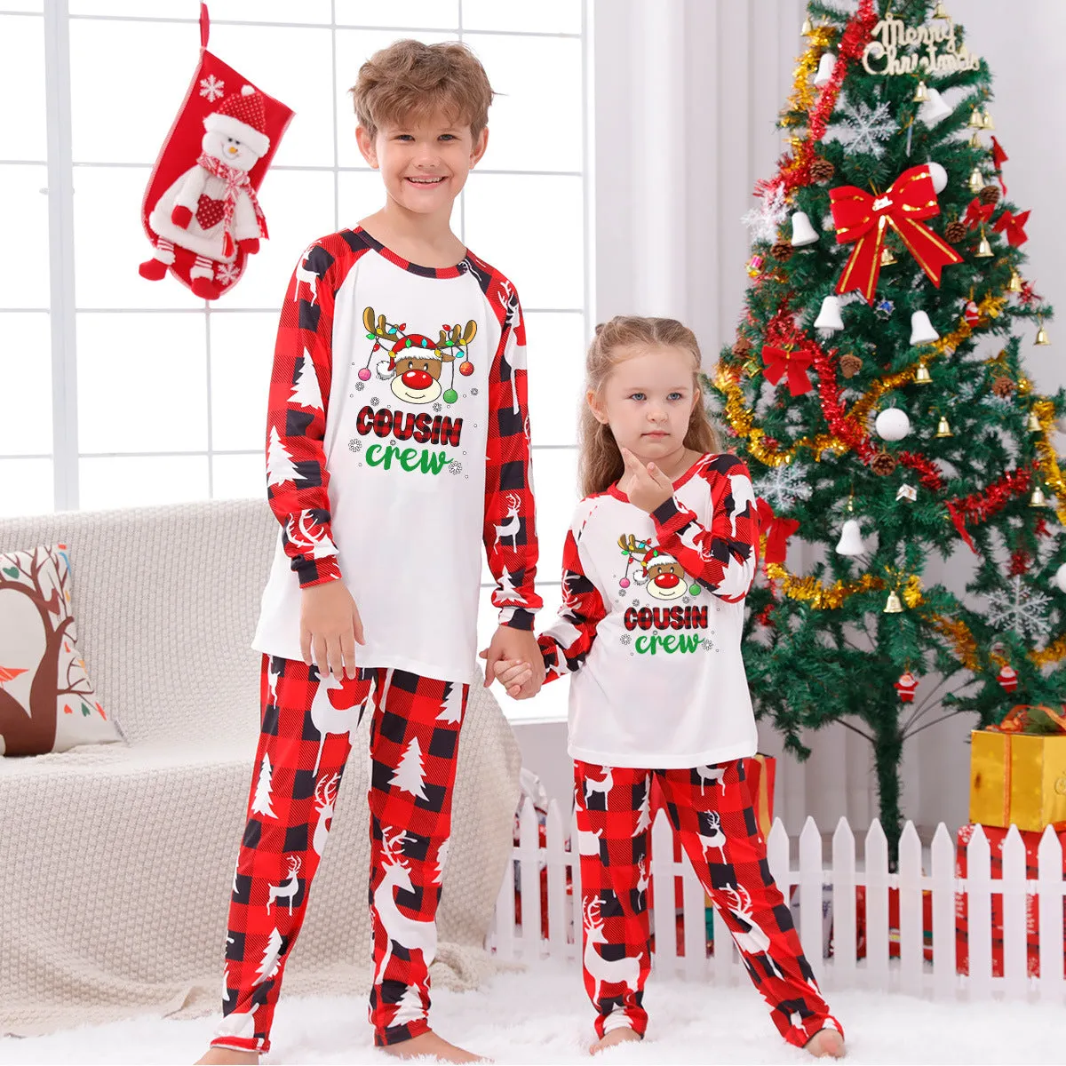 Cousin Crew Matching Christmas Pajama Set With Cute Reindeer