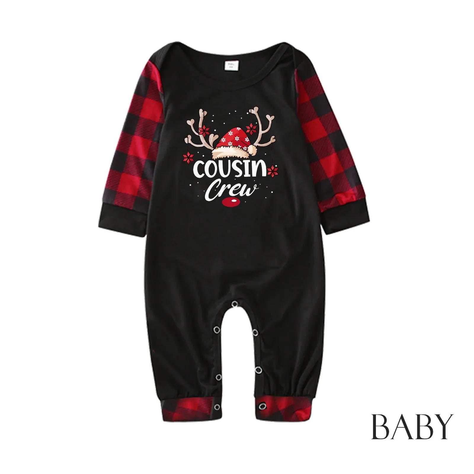 Cousin Crew plaid parent-child Christmas pajamas set with reindeer print