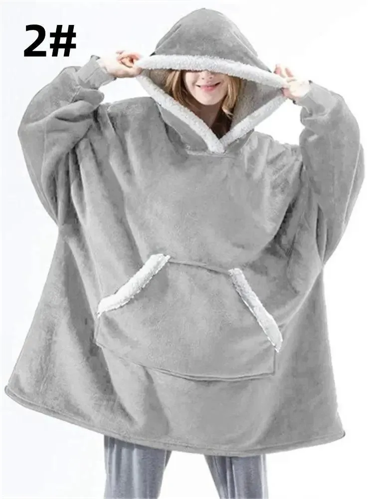 Cozy Plaid Fleece Hoodie Blanket: Trendy Winter Loungewear for Women