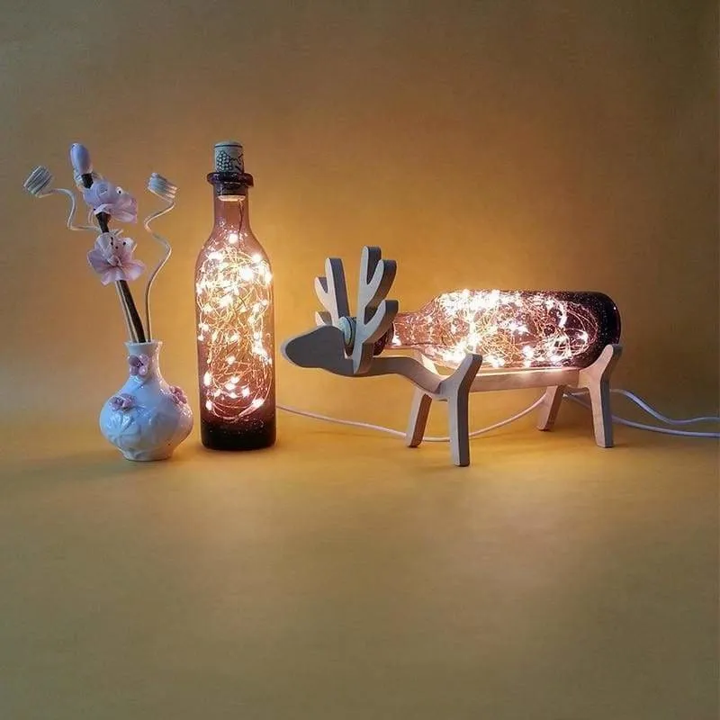 Creative Wood Deer Lamp