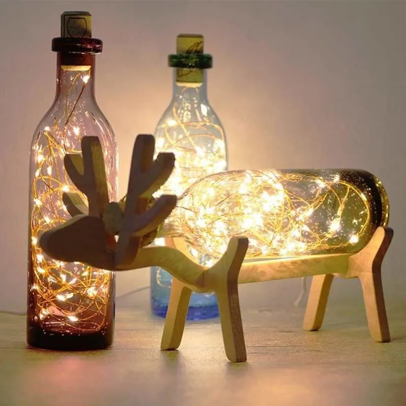 Creative Wood Deer Lamp